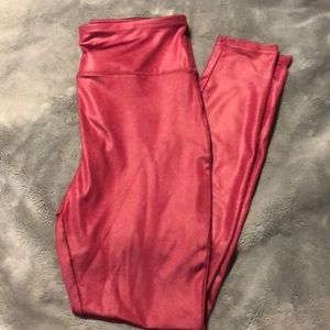 Metallic Maroon Red Leggings